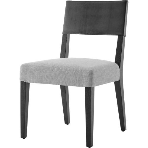 Kylo Dining Side Chair in Black Eco Leather & Grey Fabric (Set of 2)